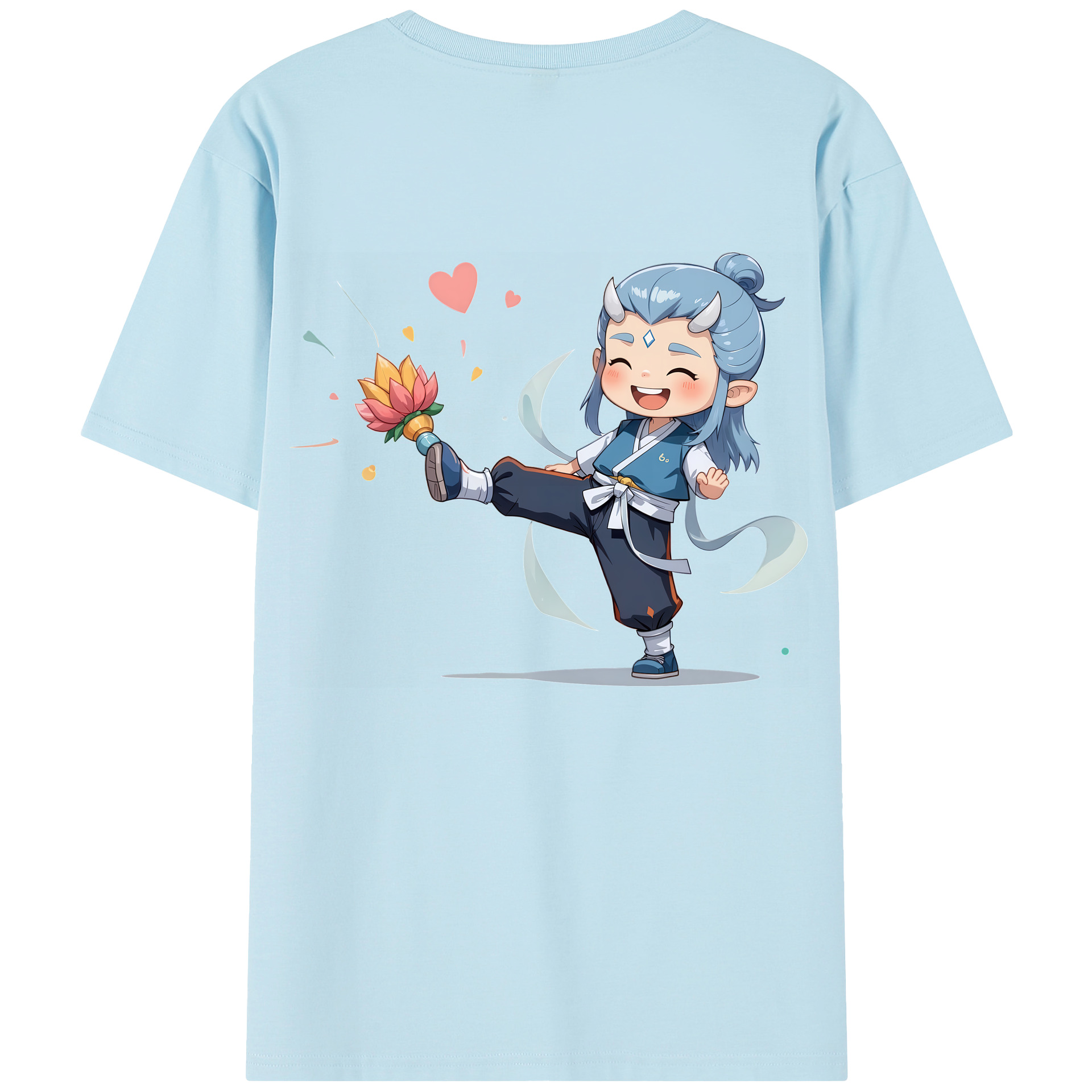（画像用） Ne Zha 2 ナタ 魔童の大暴れ 綿100％半袖Tシャツ（背面プリント）